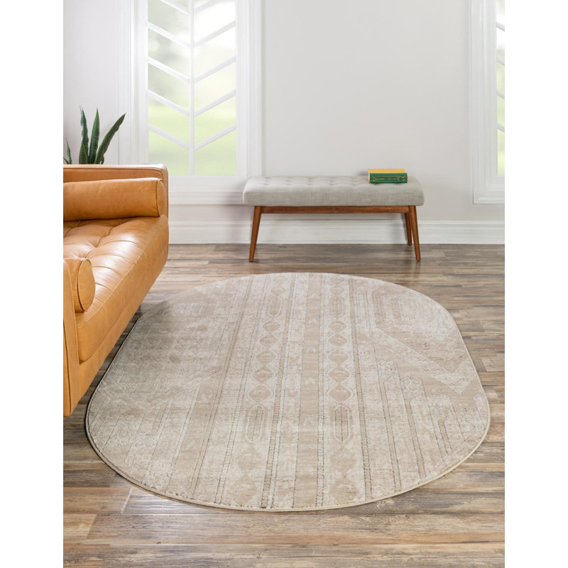 Jacklynn Geometric Indoor Rug, Oval 5'3" x 8'