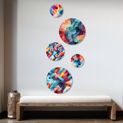 Cortavius - Geometric Modern Round Wall Art Set Of 5
