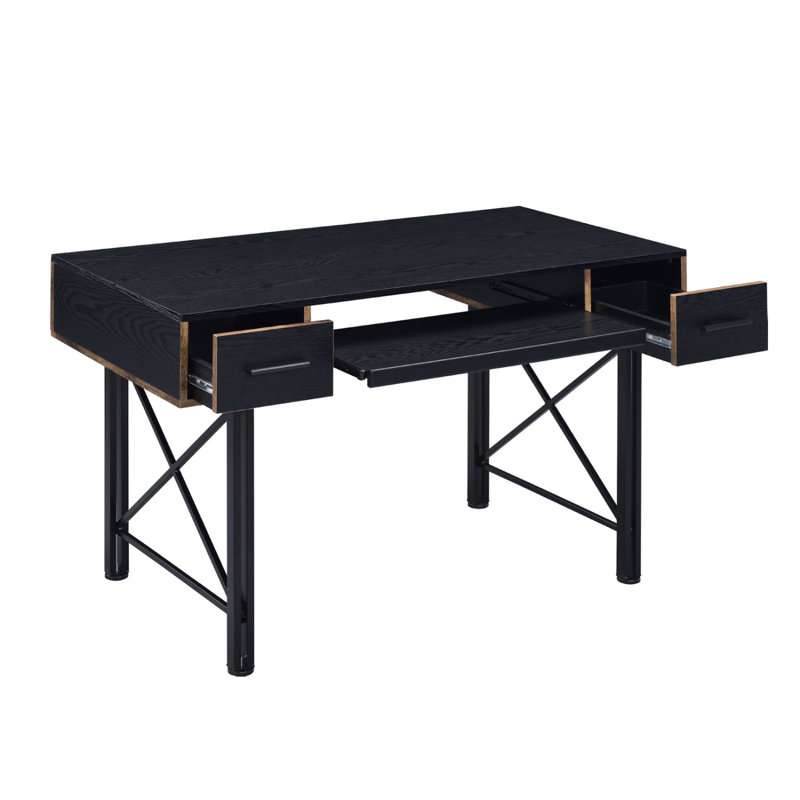 Bureau d'ordinateur rectangulaire à 2 tiroirs