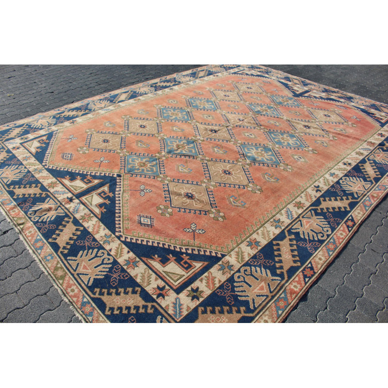 Authentique grand tapis turc rétro aux motifs complexes, parfait pour la décoration intérieure