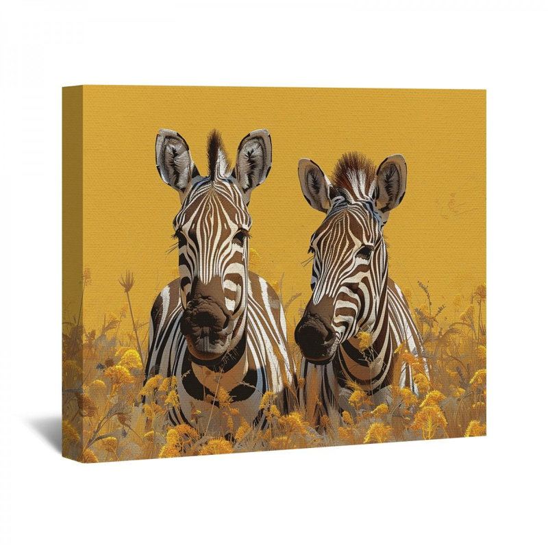 Zèbres encadrés sur toile, H 24 po x l 36 po x P 3 po