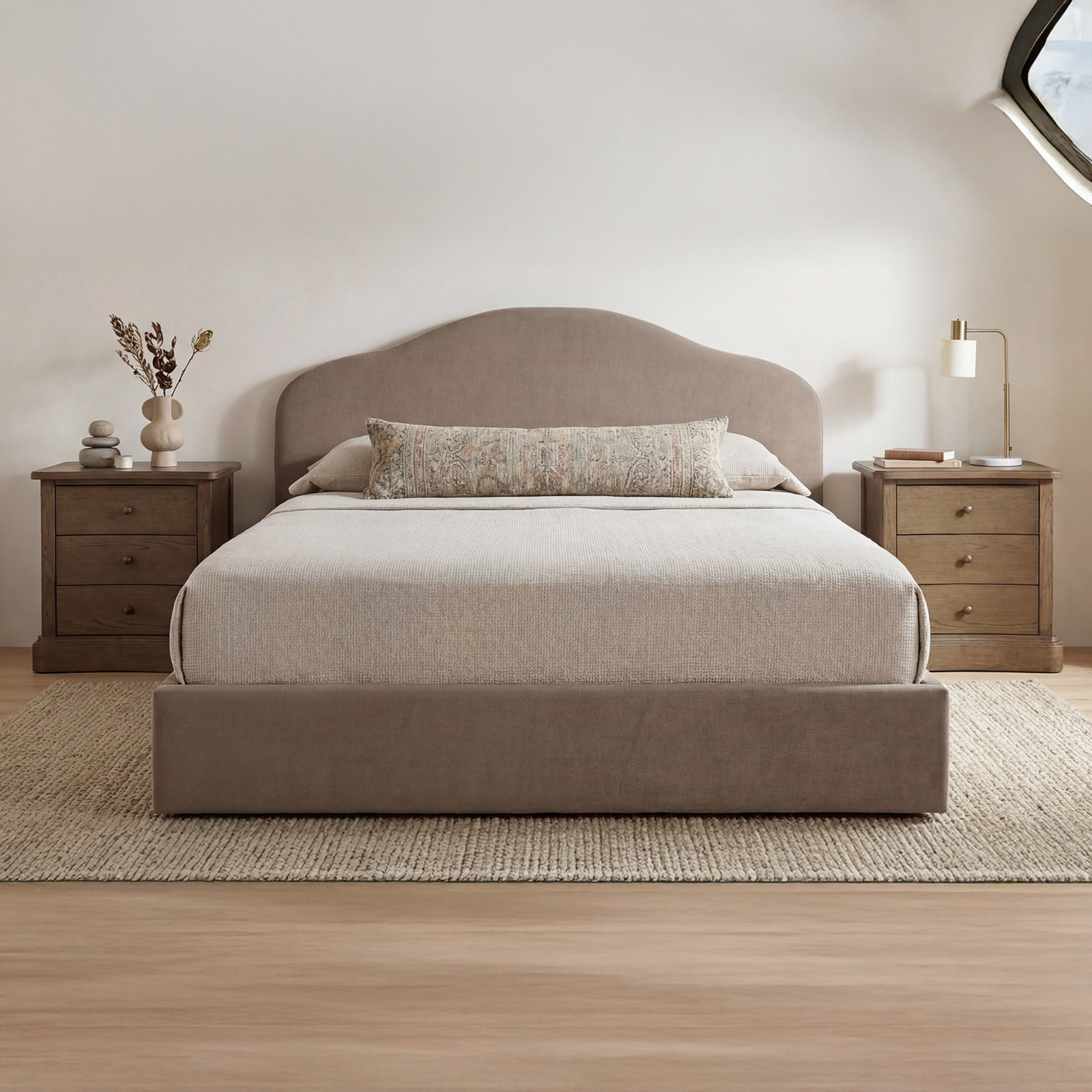 Low-Profile Storage Bed, Cream, King