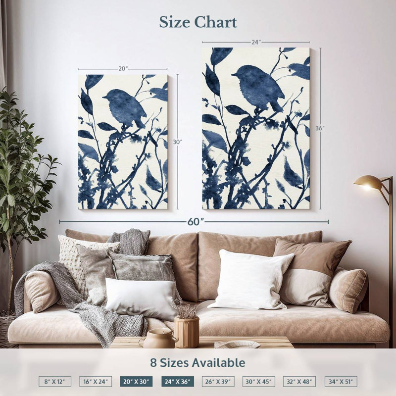 Silhouette d'oiseau bleu Brampt II, H 36 po x l 24 po