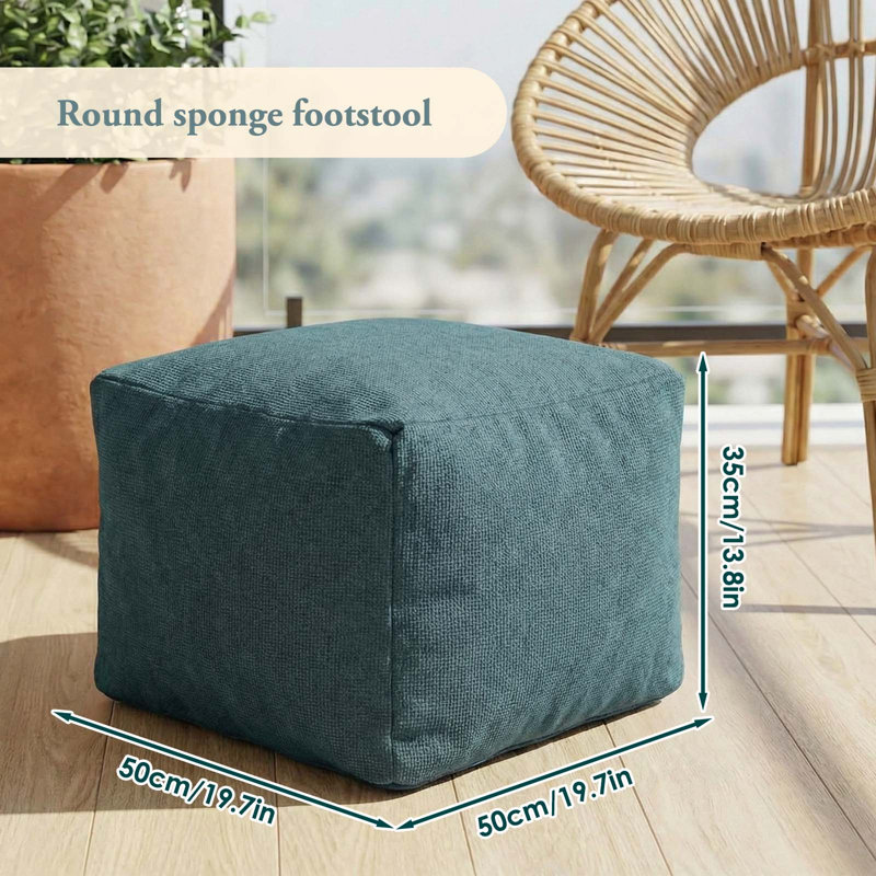 Versatile Pouf Foot Rest With Washable Cover&Anti-Slip Base, Modular Design Pouf Ottoman, Navy, Square