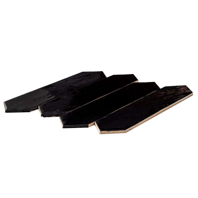 Tribeca-Talavera Picket 2.6"x13" Handmade Ceramic Tile Trim, Black