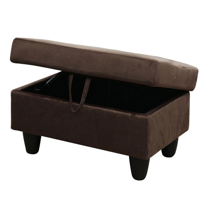 Darryn 35" Wide Upholstered Storage Ottoman, Chocolate Cotton Blend