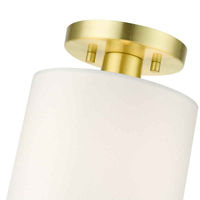 Plafonnier semi-encastré 1 lumière Carita, H 8,5 po x l 7 po x P 7 po, Laiton satiné
