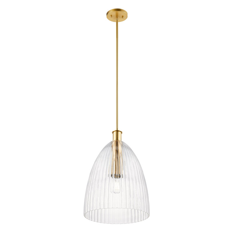 Luminaire en laiton naturel à 1 lumière Meridian Millom, H 20 po x l 14 po x P 14 po
