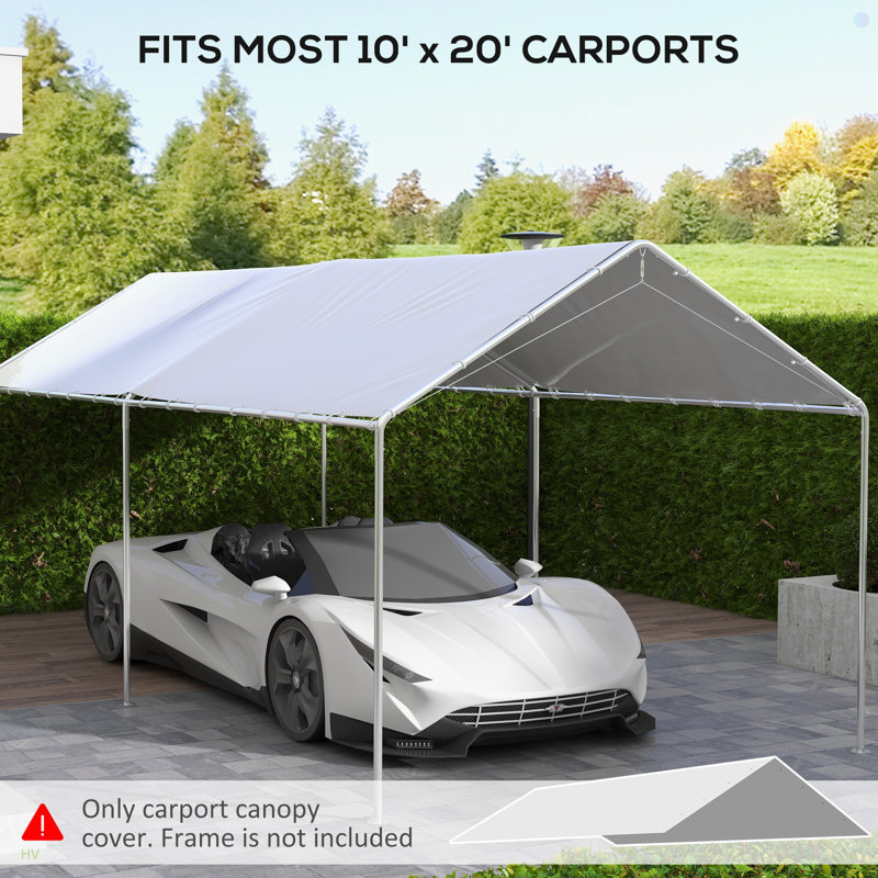 Housse pour auvent de remplacement pour abri d'auto 10 'x 20' Outsunny, Blanc