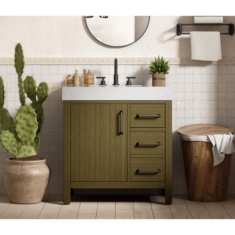 Meuble-lavabo simple 32 po_Traditional_VF60632, Brun châtaigne