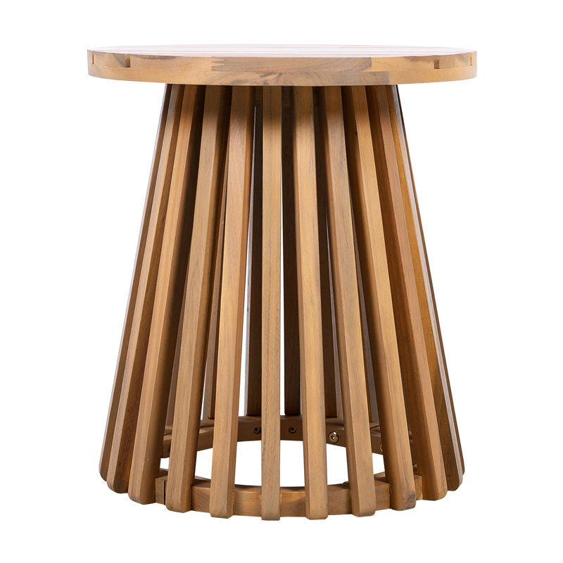 Round Coffee Table Of Wood With Finish For Outdoor Backyard And Garden - Versatile Placement, Low Maintenance Side Look, Poolside Lounge Areas High Capacity, 15.56 Inch Surface