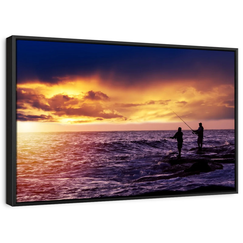 Impression sur toile Sunrise Fishing, H 13 po x l 19 po
