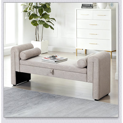 Banc de rangement en velours de 60 pouces, pour les chambres et les salons, combinant confort et espace de rangement.