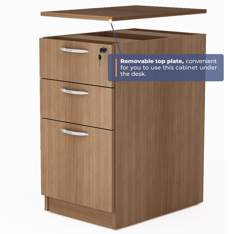 15.67'' Wide 3 -Drawer File Cabinet, Walnut