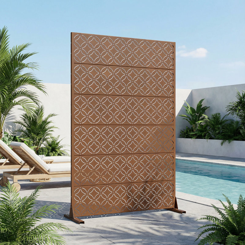Panneau de clôture d'extérieur en métal pour écran d'intimité, 72" H x 35" W x 16" D-2Pcs, Brown
