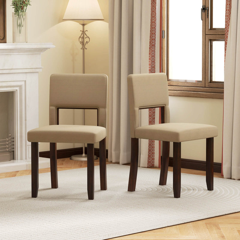Ensemble de 2 chaises de salle à manger en bois Red Barrel Studio® avec assise et dossier rembourrés en bois d'acacia