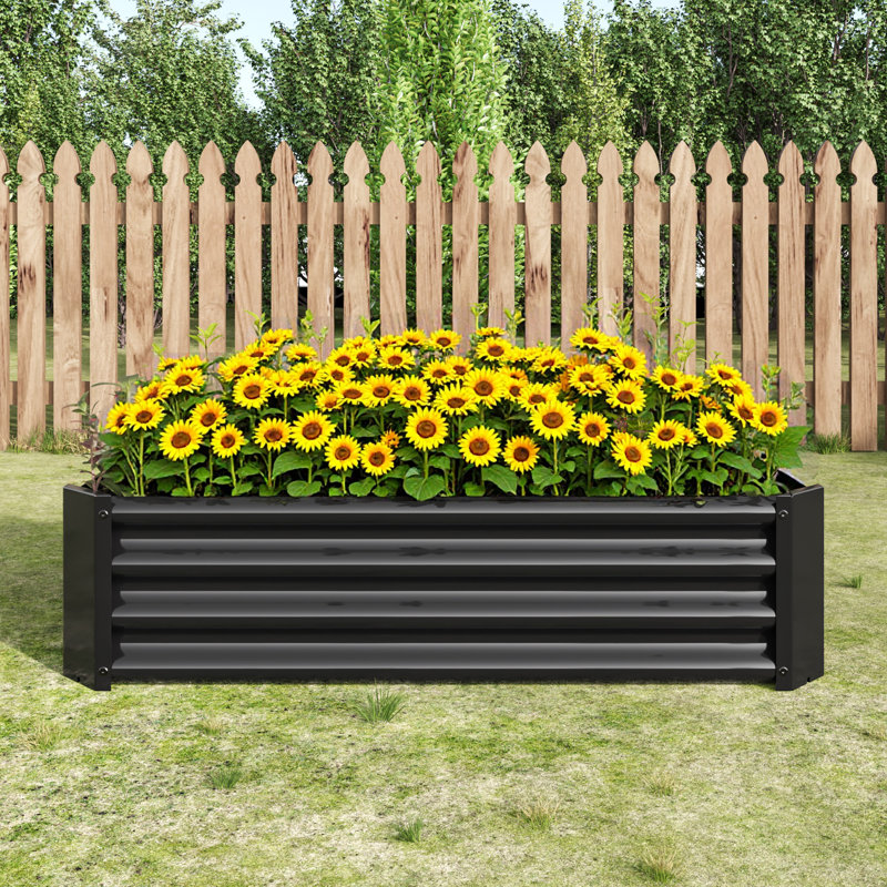 Rectangle Metal Raised Garden Bed (), Black, 11.81" H x 24" W x 47.24" D