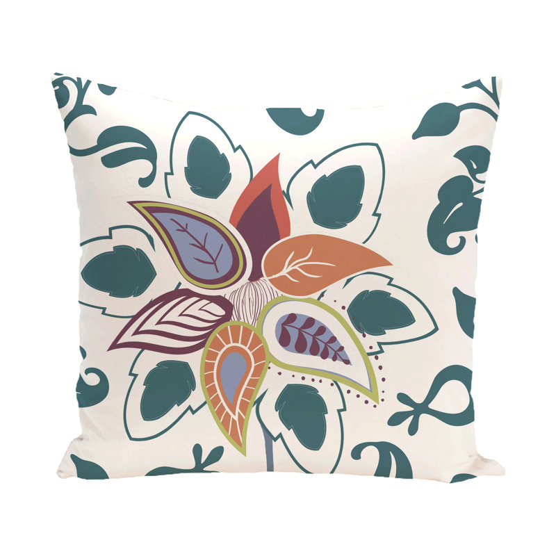 Housse et insert de coussin carré Botanical Blooms, 20 po X 20 po, sarcelle