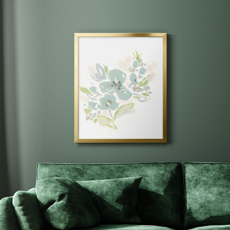 «Seafoam Petals III», toile encadrée de qualité supérieure - prête à être accrochée, Or, H 20 po x l 16 po