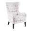 Fauteuil à oreilles avec dossier et accoudoirs ronds, pieds en bois massif, coussin de siège amovible, dossier haut en mousse délicate, confort
