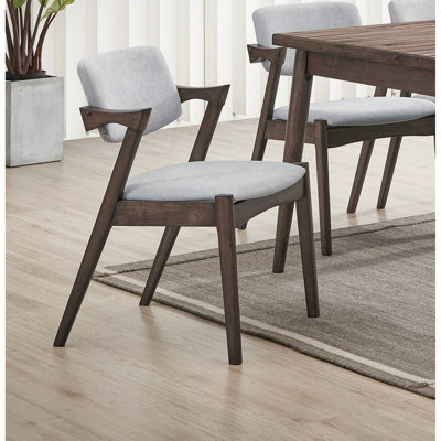 2 chaises de salle à manger de style Mid-Century moderne, hévéa massif noyer, coussin de siège rembourré en tissu, 2 chaises élégantes, structure en hévéa, expérience