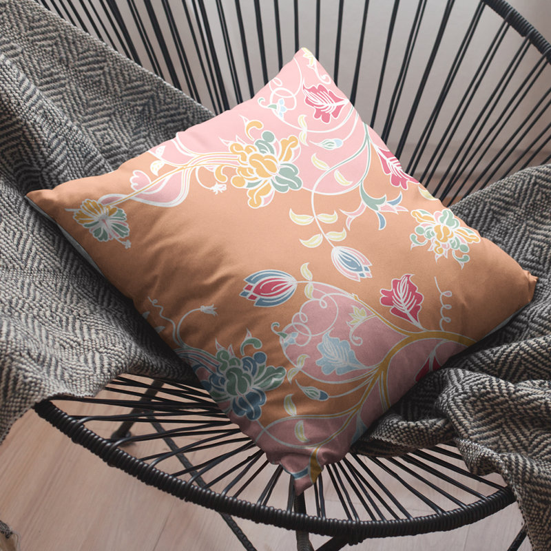 Derlyum Nature Broadcloth Reversible Throw Pillow, 20" x 20", Pink/Orange