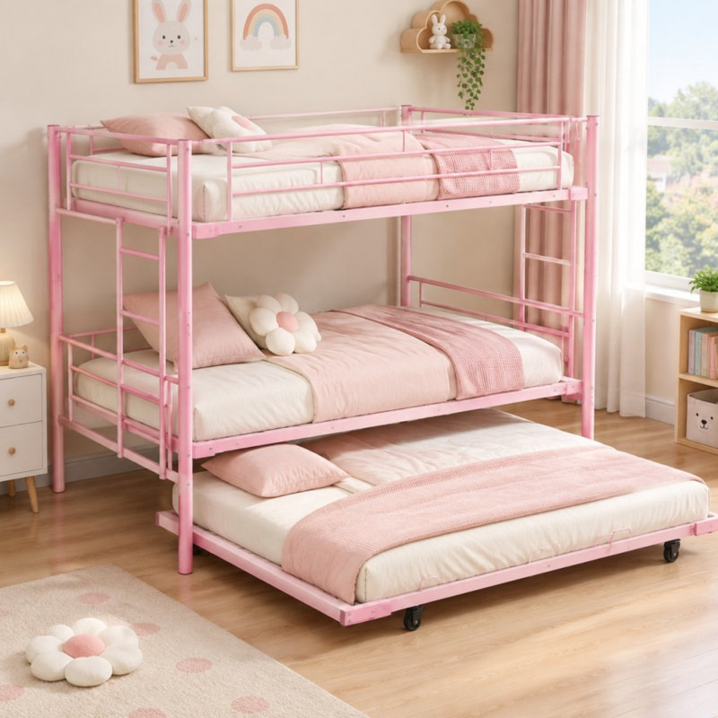 Twin Drawer Platform Bunk Bed with Mattress with Bookcase with Desk with Trundle Bed with Shelves