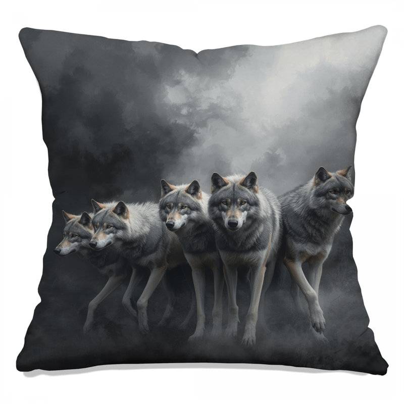 Coussins décoratifs loup gris dans le brouillard, 26 x 26 inches
