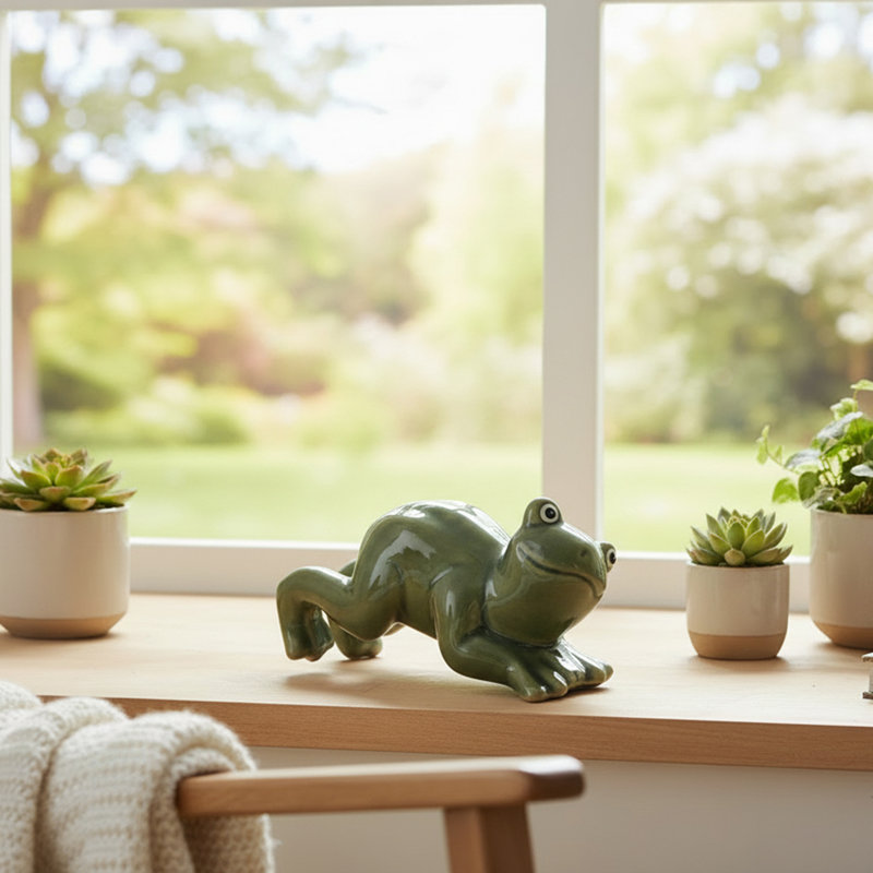 Ensemble de 2 grenouilles décoratives en céramique