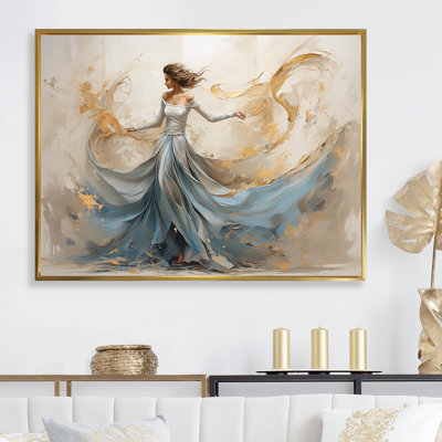 Minimalism White And Blue Dance I - Dance Framed Wall Art