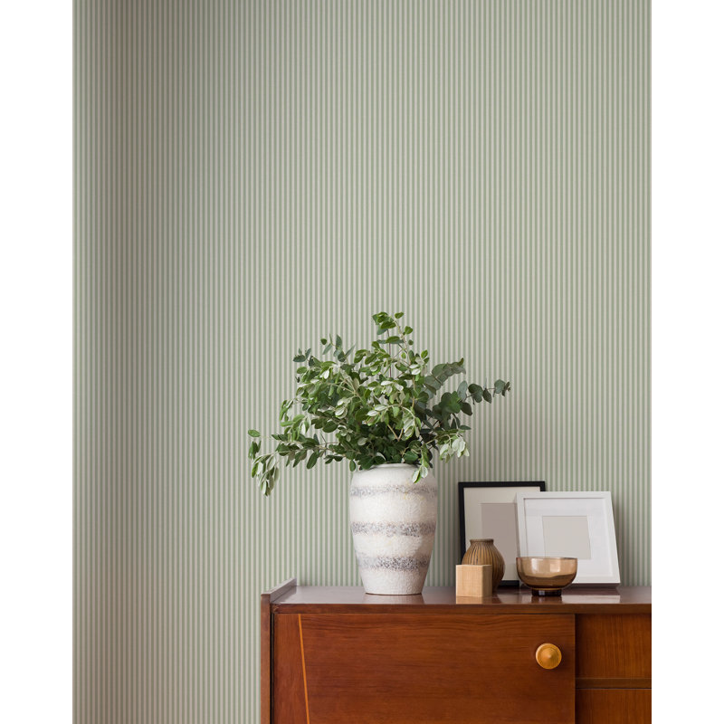 Carmina Light Stripe Wallpaper, Green