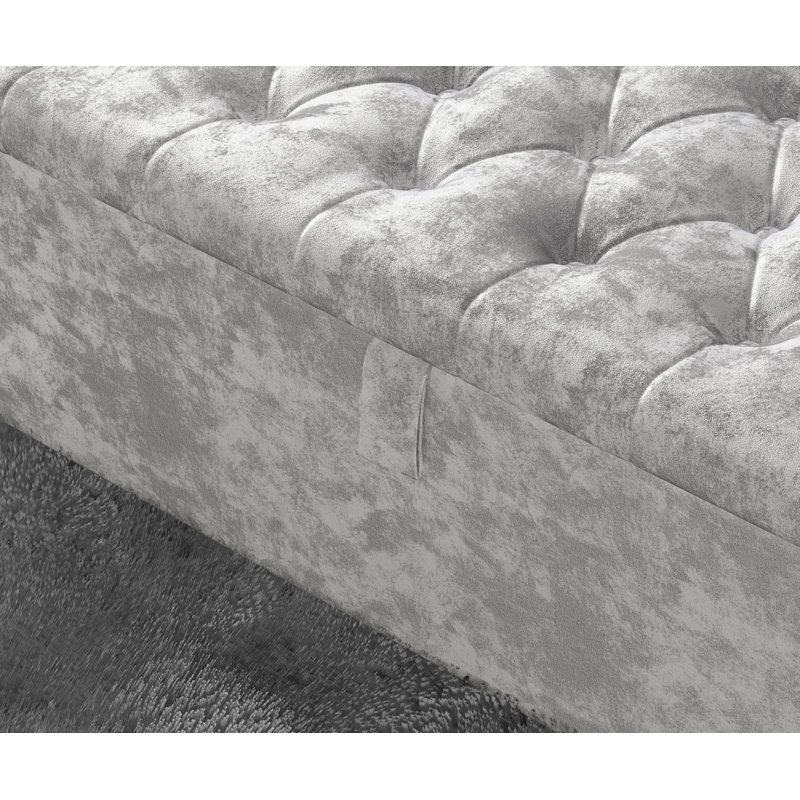 Felica 102cm Wide Tufted Rectangle Storage Ottoman with Hydrolic Arm, Silver