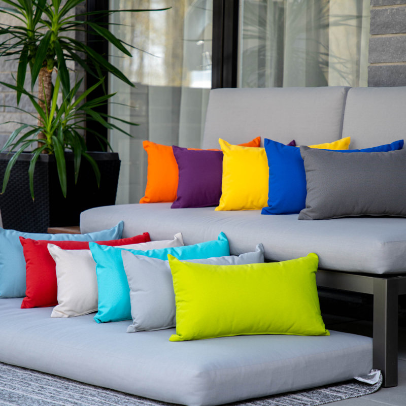 Soleil Outdoor Reversible Throw Pillow, Charcoal