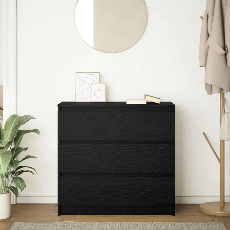 Sideboard 80X35x76 Cm Engineered Wood, Black Oak
