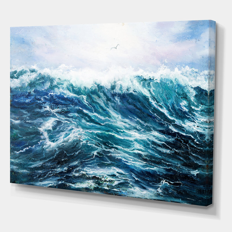 Wild Blue Ocean Waves I - reproduction d'art sur toile, H 30 po x l 40 po x 1,5 po, Toile tendue