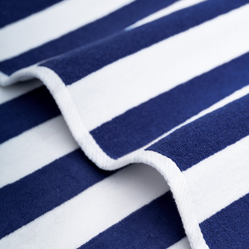 Devontia Cabana Striped Beach Towels, 30x60 inch 4 Piece Oversize Pool Towels, Navy Blue