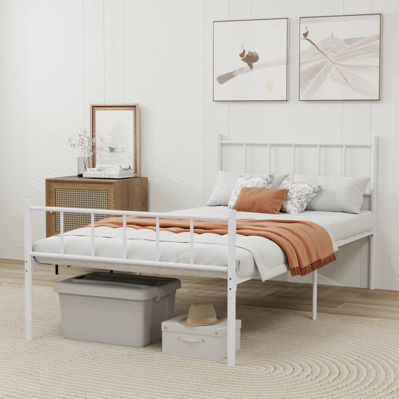 Metal Bed, Twin, White