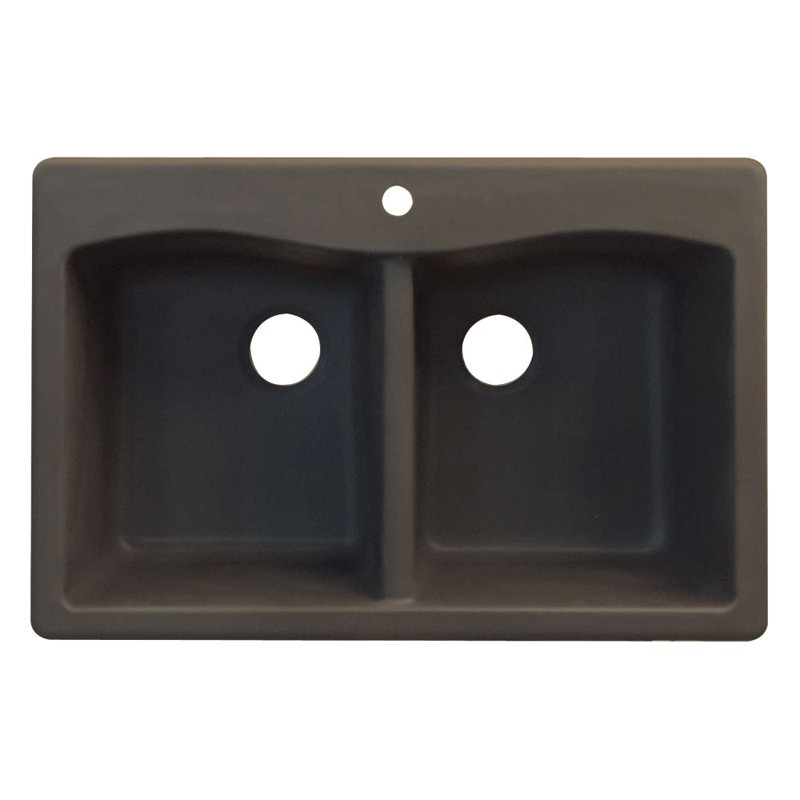 Aversa 33'' L Double Bowl Kitchen Sink, Espresso