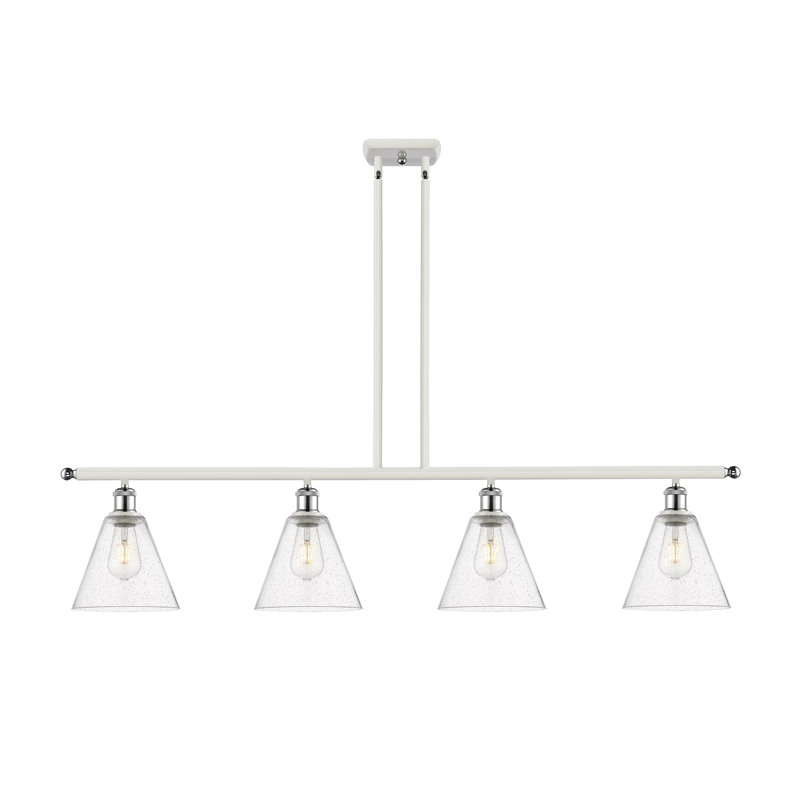 Anastasya 4 - Light Kitchen Island Pendant, 44.25" H x 48" W x 8" D, White/Polished Chrome, LED