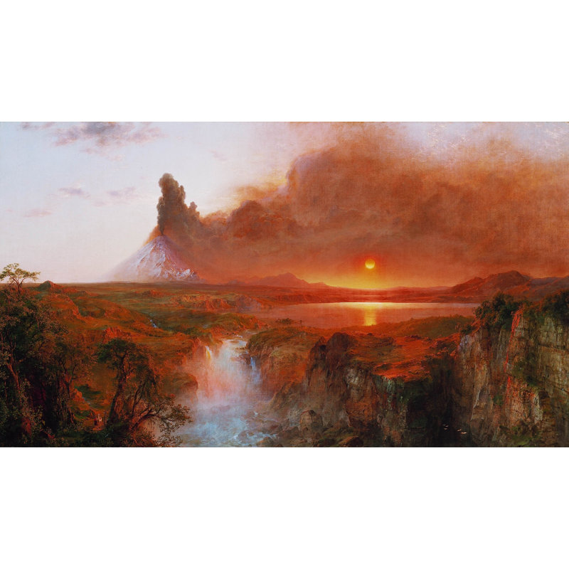 Volcano Sunset papier peint dramatique paysage éruption murale, L 140 po x L 108 po