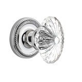 Rope Rosette with Oval Fluted Crystal Door Knob