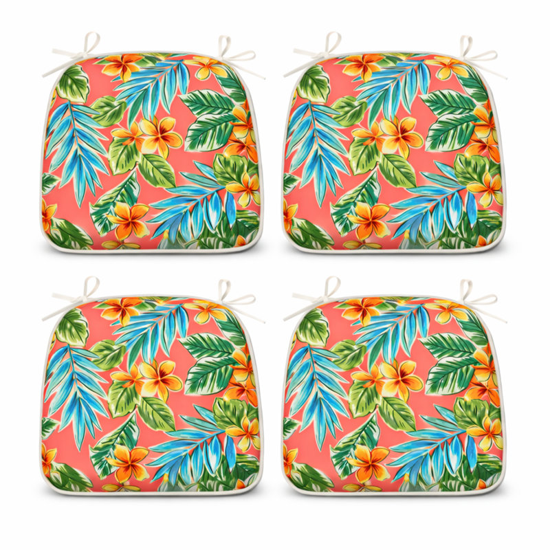 Outdoor Patio Chair Cushions, Polyester, Pink Floral