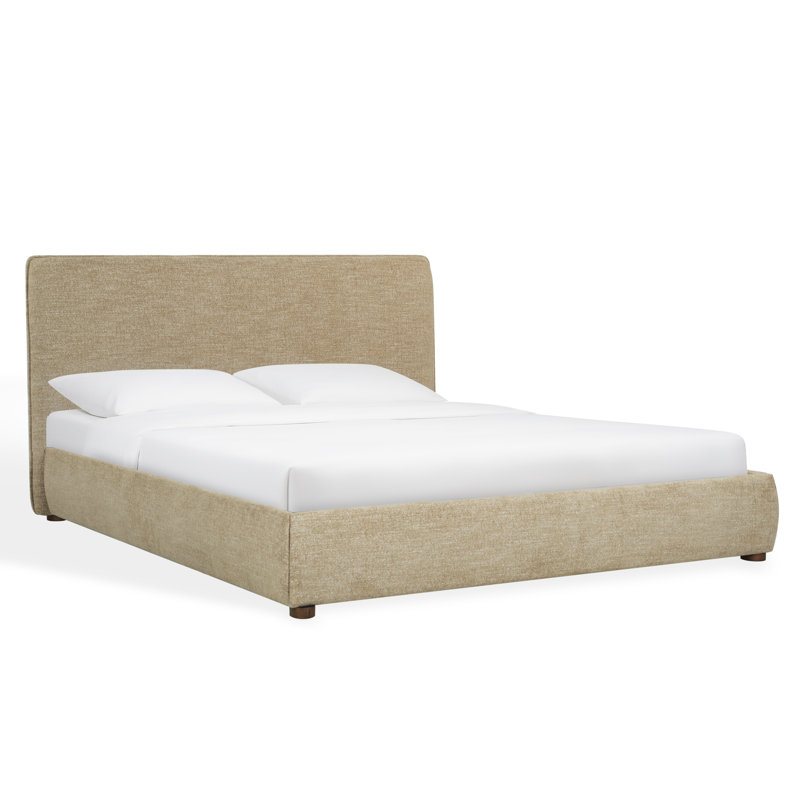 Callahan Upholstered Bed, King, Brown Faux Sherpa