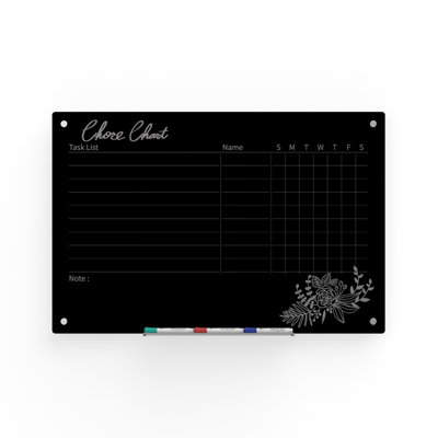 Audio-Visual Direct 24" x 36" Magnetic Chore Chart Weekly Planner Dry Erase Glass Board for Wall