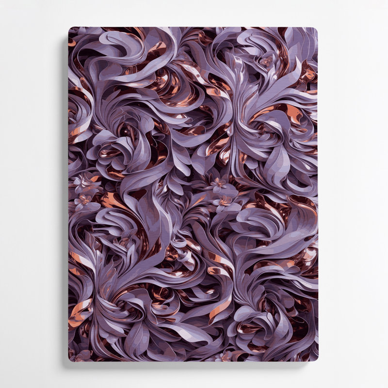 Abstrait floral 59, art mural en métal mauve, H 8 po x l 10 po