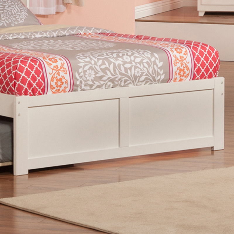 Bouldin Solid Wood Platform Bed with Panel Footboard & Trundle, White