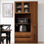 Armoire de cuisine de 70,87 po de hauteur avec tablette de rangement coulissante multifonctionnelle à plusieurs niveaux, tablette latérale à 4 niveaux, 2 tiroirs, avec porte vitrée, cloche à nourriture autoportante avec support pour micro-ondes