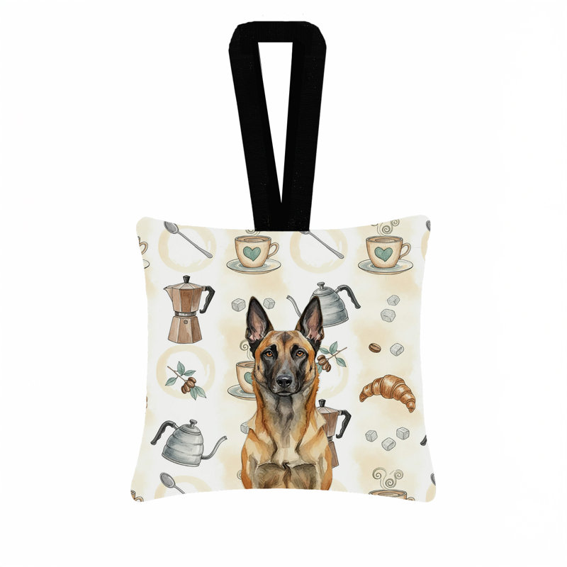 Ornement carré en tissu belge 3,5 pouces, Malinois belge