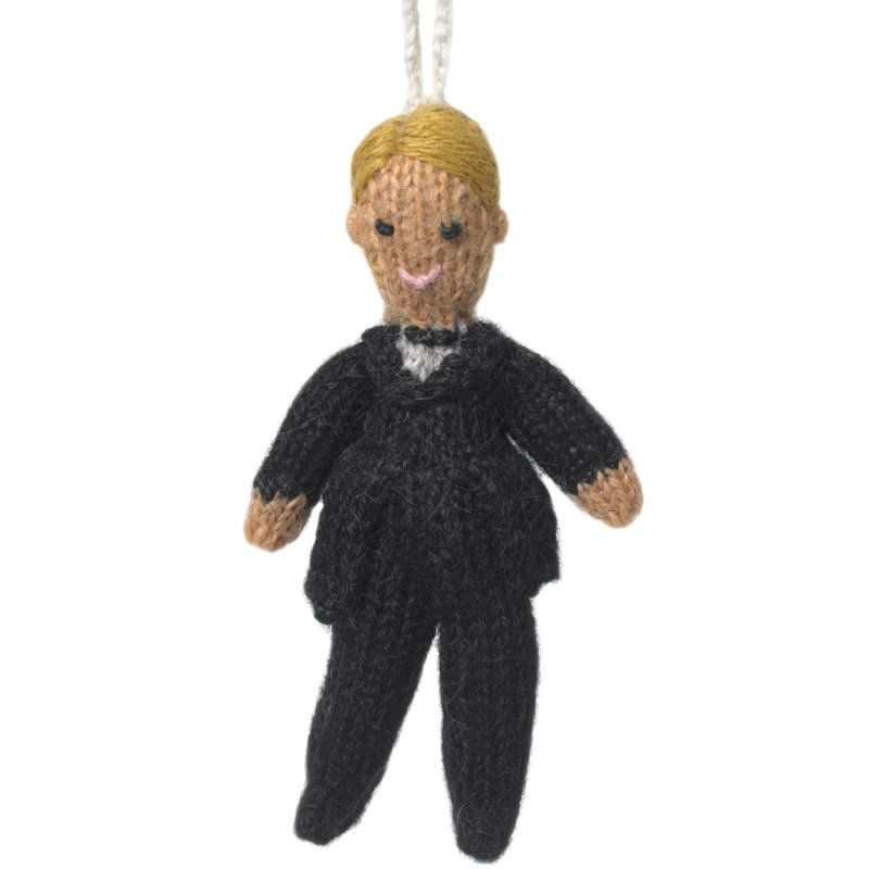 Hand-Knit Groom Hanging Figurine Ornament