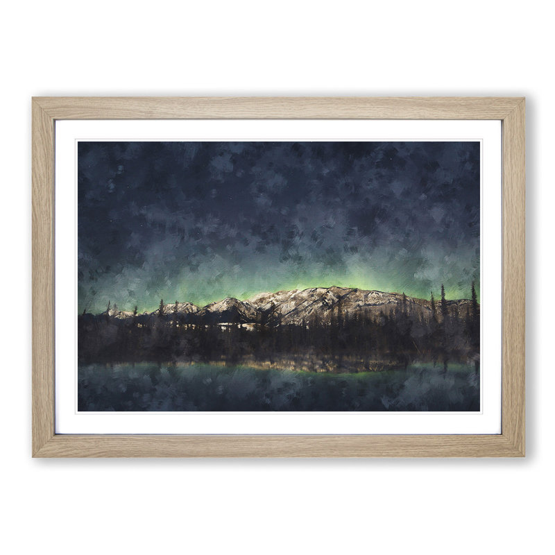 Northern Lights over in Canada - Picture Frame Graphic Art Print, Oak Framed, 33cm H x 45cm W x 2cm D